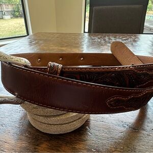 Brown Leather Men's Western Belt